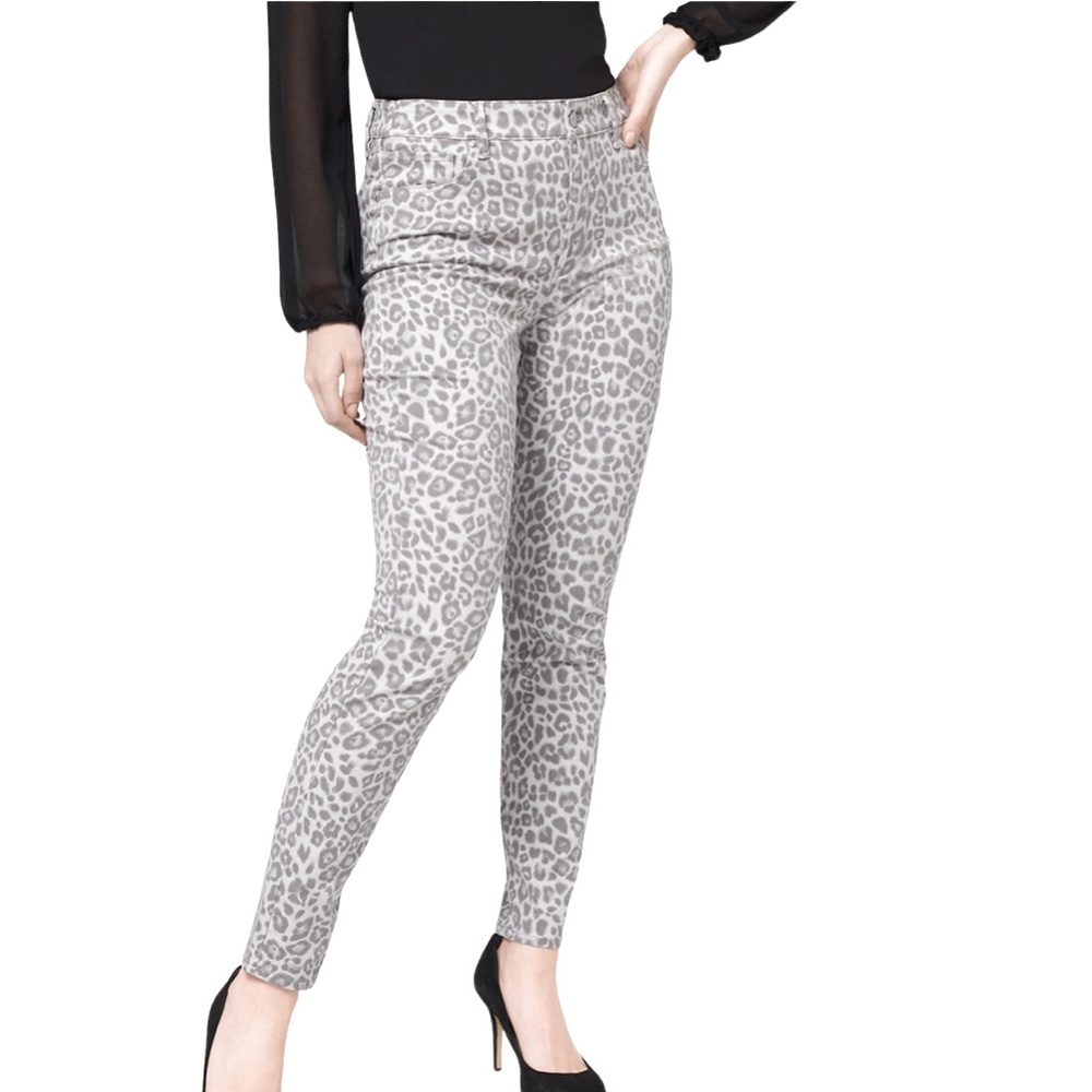 WHBM High Rise Leopard Print Sculpting Skinny Ankle Denim Pants - Sz. 4
